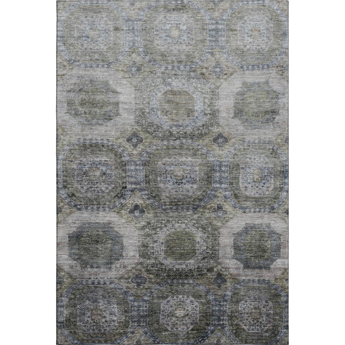 10' X 14' Abstract Geometric Washable Area Rug With UV Protection (708958) - Coffee / Gray