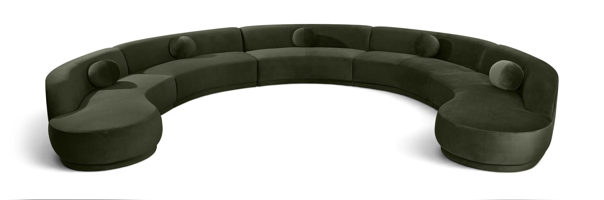 Avra Meridian Furniture 192-inch velvet upholstered sectional sofa in a stationary design, showcasing plush fabric and modern style.