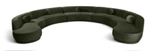 Avra Meridian Furniture 192-inch velvet upholstered sectional sofa in a stationary design, showcasing plush fabric and modern style.
