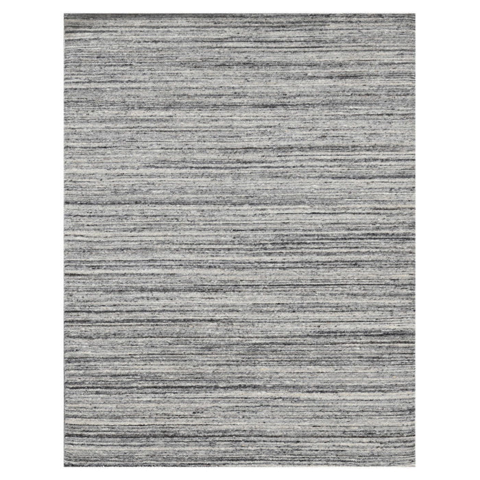 10' X 14' Wool Striped Hand Woven Area Rug (570258) - Ivory / Gray / Black
