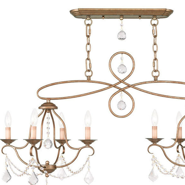 24" Eight Light Dimmable Chandelier With Shades - Gold