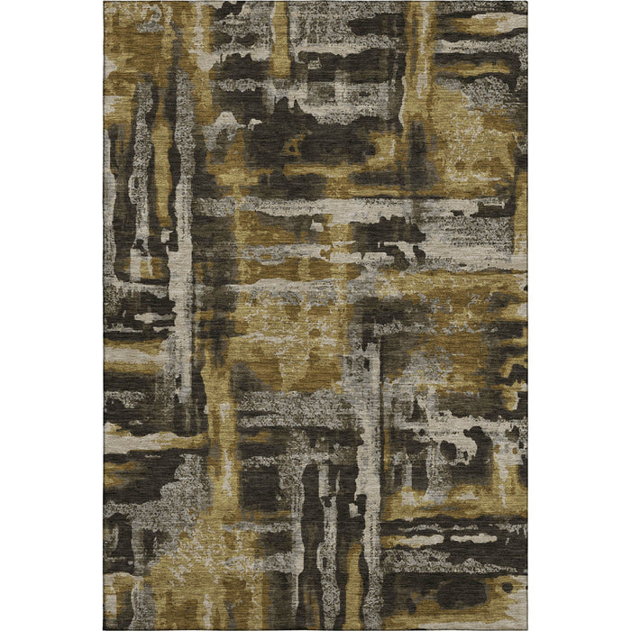 10' X 14' Abstract Washable Area Rug With UV Protection (714637) - Coffee / Gray