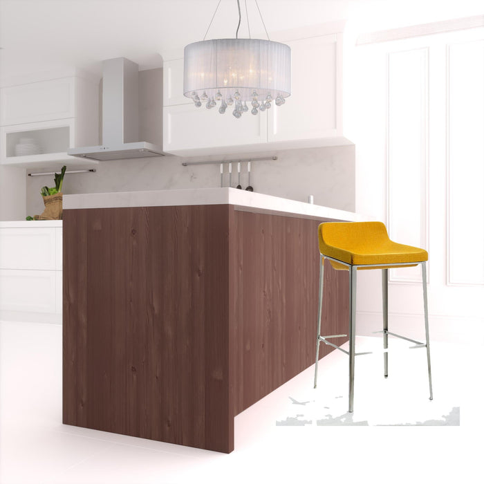 Stainless Steel Low Back Bar Height Bar Chair - Yellow And Gray