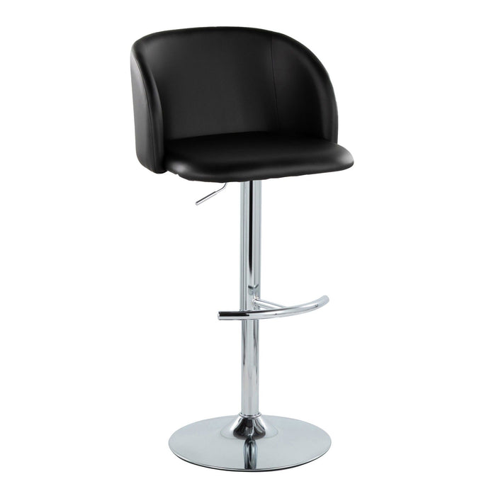 Fran - Adjustable Barstool (Set of 2) - Chrome Metal, Black Faux Leather