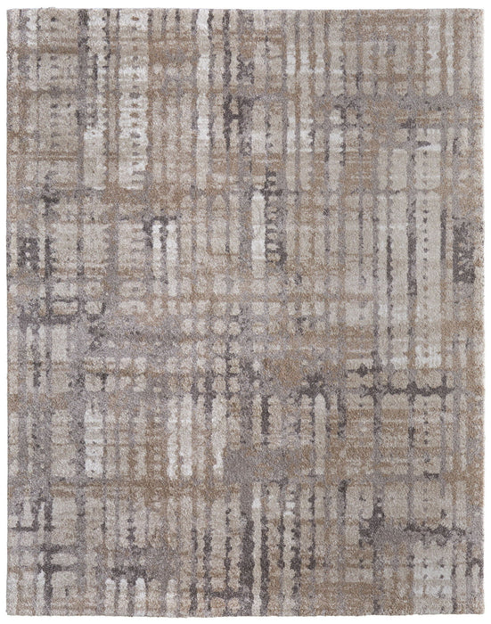 9' X 12' Industrial Abstract Distressed Area Rug - Brown
