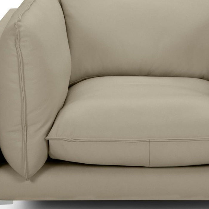 Top Grain Leather Arm Chair - Taupe And Silver
