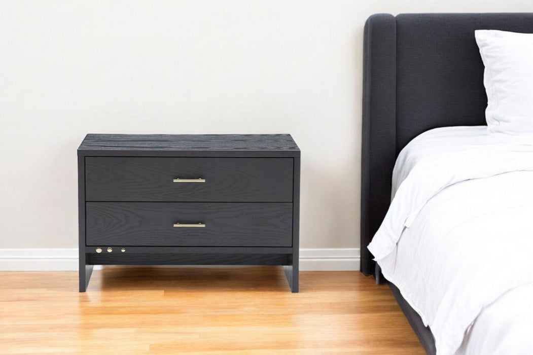 Modern Nightstand With Two Drawers - Dark Gray Ash