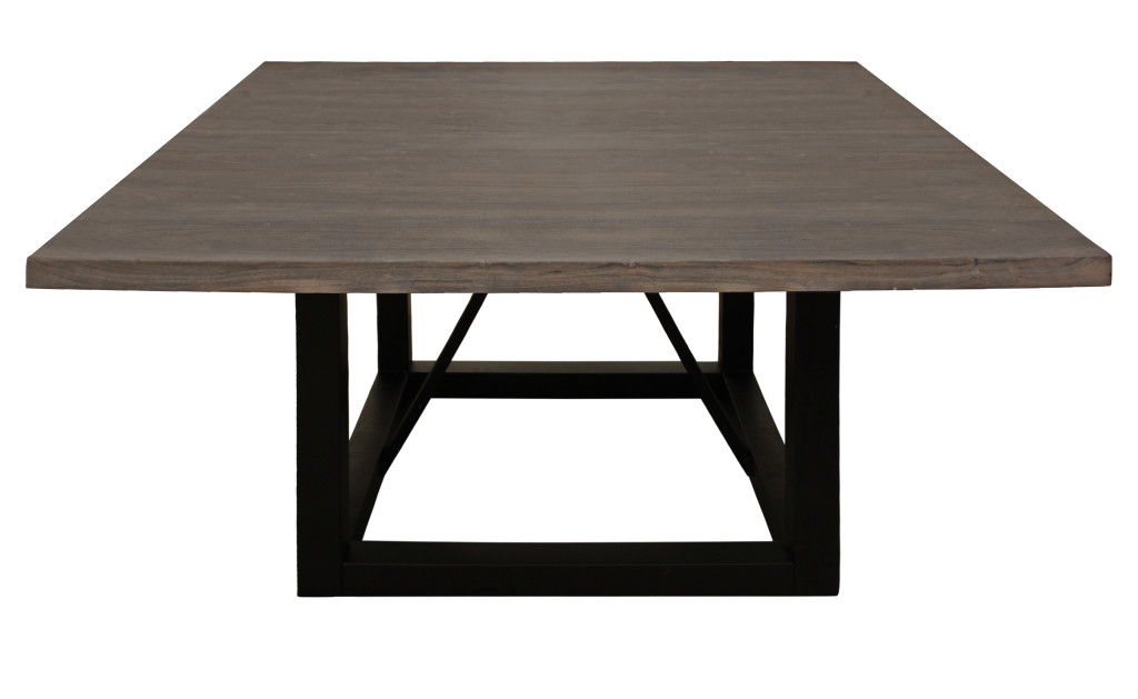 60" Solid Wood And Iron Frame Base Square Dining Table - Dark Brown