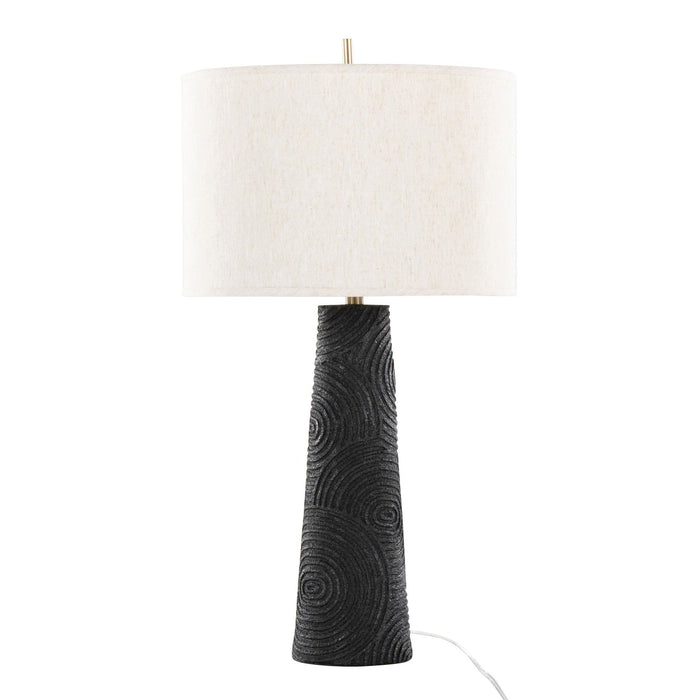 Kona - 31" Polyresin Table Lamp (Set of 2) - Matte Black Polyresin, Brass And Natural Linen Shade from Grandview Gallery