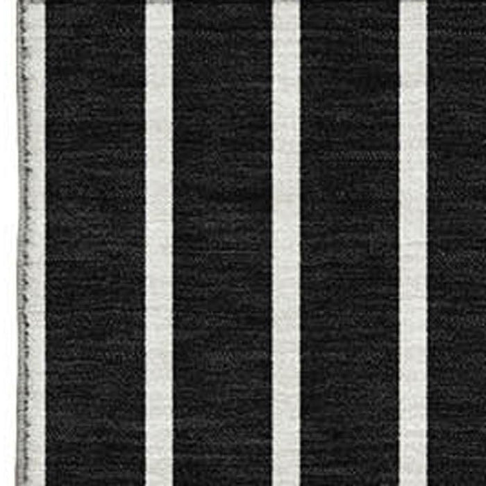 10' X 14' Striped Washable Area Rug With UV Protection (678275) - Black / Ivory / Gold
