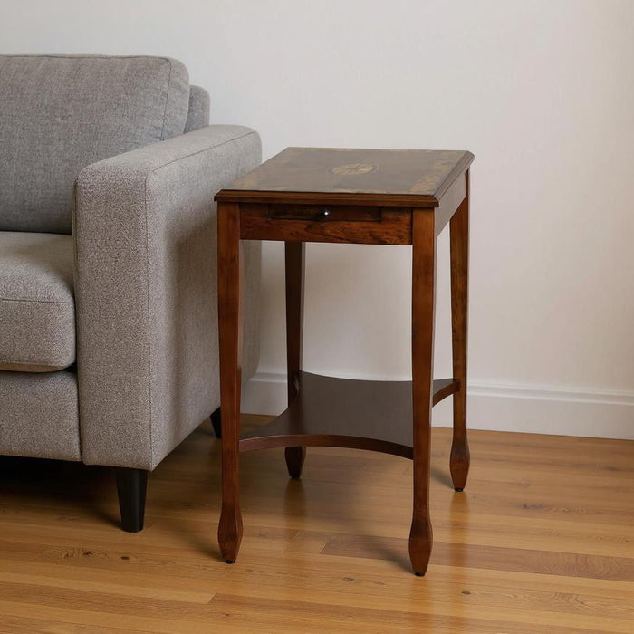 25" End Table With Shelf - Wood Brown