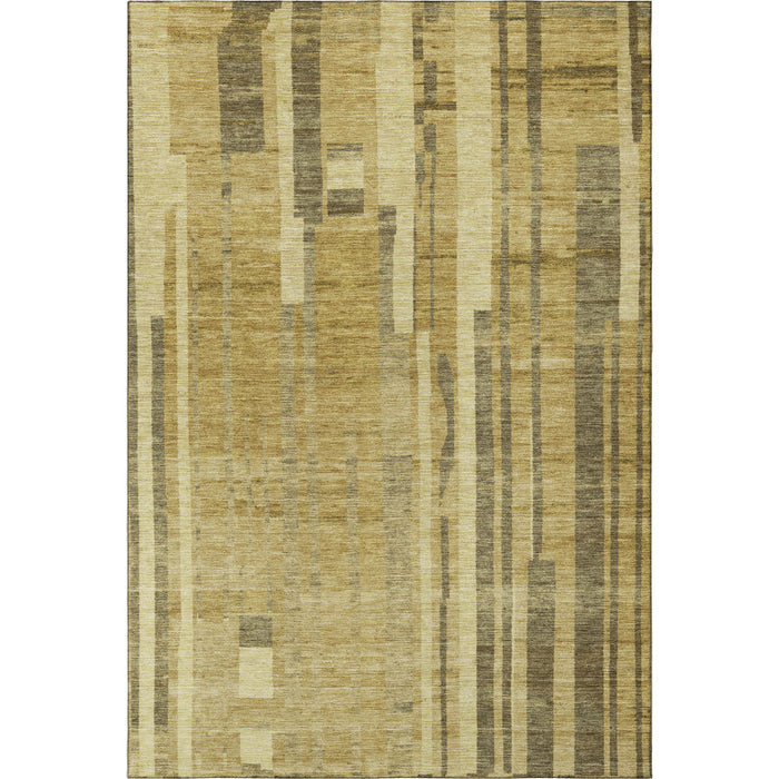 10' X 14' Striped Washable Area Rug With UV Protection (683267) - Gold / Brown