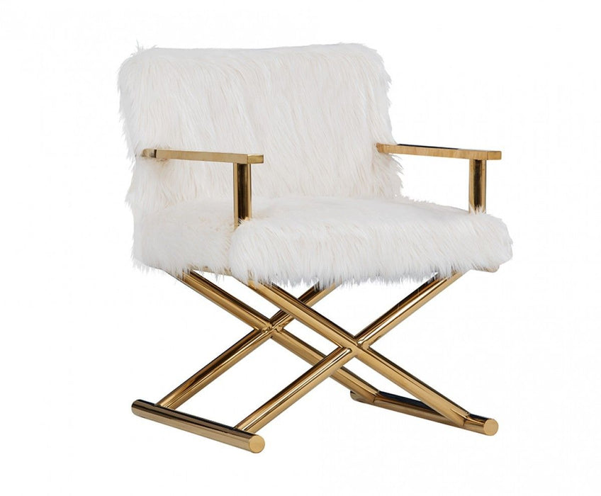 100% Polyester Arm Chair - White And Gold