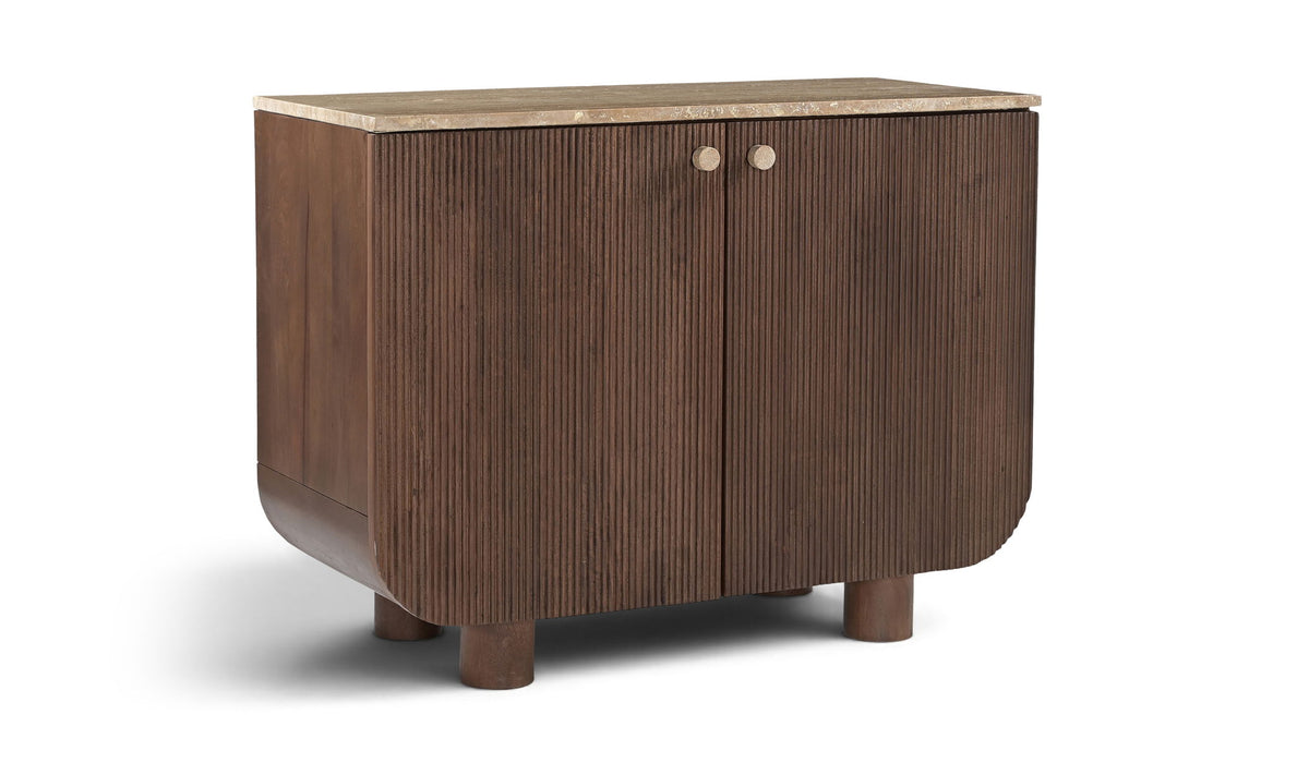 Mango wood sideboard by Meridian Furniture featuring a modern design with storage cabinets and a smooth finish.