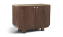 Mango wood sideboard by Meridian Furniture featuring a modern design with storage cabinets and a smooth finish.