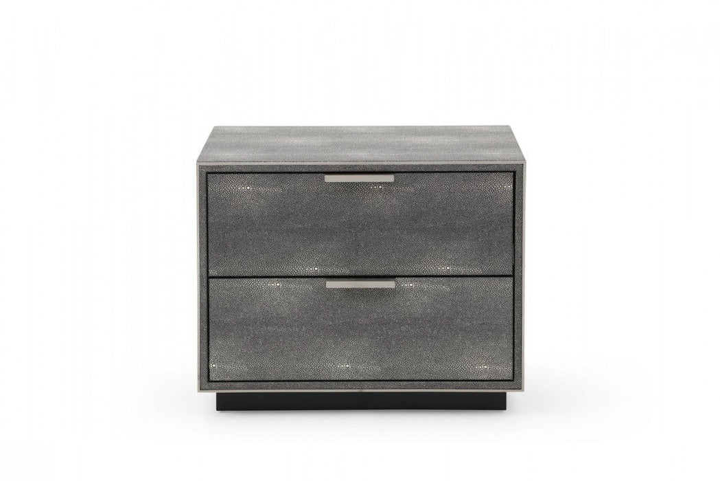 19" Shagreen Two Drawer Nightstand - Gray