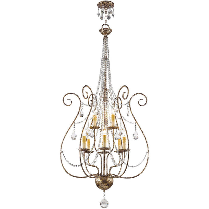 52" Nine Light Dimmable Chandelier With Shades - Bronze