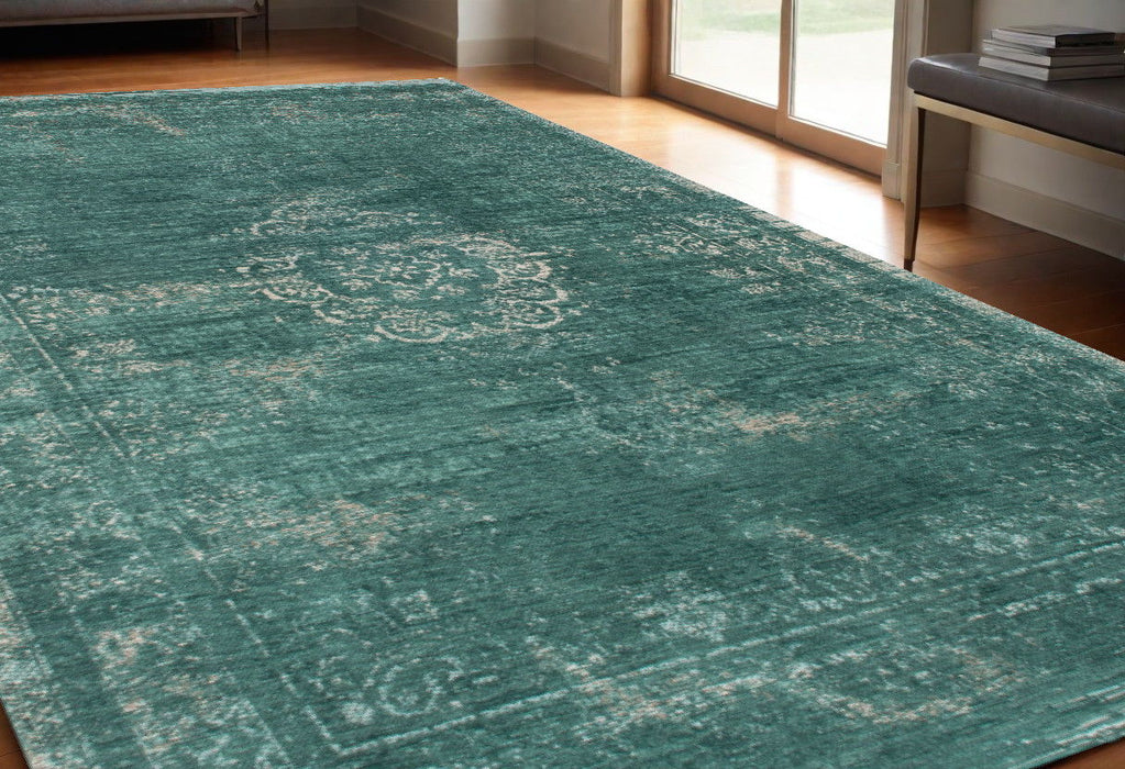4' x 6' Medallion Non Skid Area Rug - Green