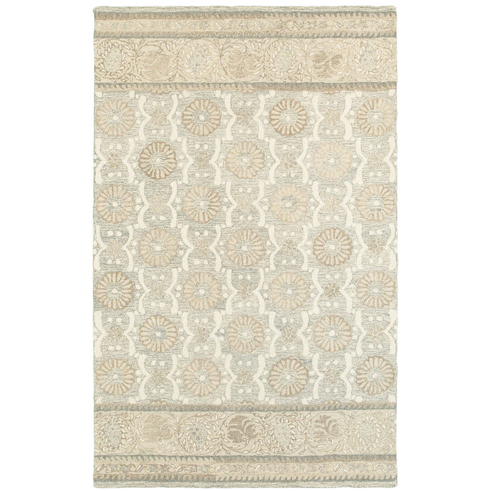 8' X 10' Wool Floral Hand Tufted Area Rug - Sand
