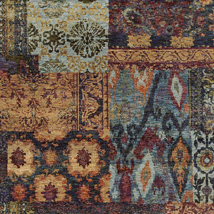 8' x 11' Abstract Power Loom Area Rug - Blue And Gold