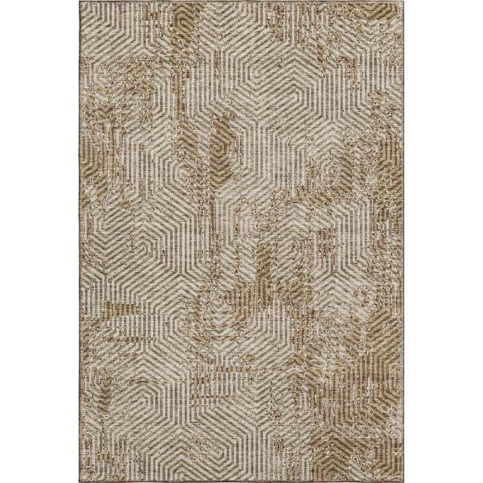 10' X 14' Geometric Washable Area Rug With UV Protection (672518) - Coffee / Beige