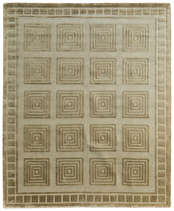 8' X 10' Wool Geometric Hand Knotted Area Rug (744255) - Green / Brown