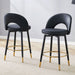 Set of 2 Giga modern upholstered bar stools with 360° rotatable seats and metal legs for dining room use.