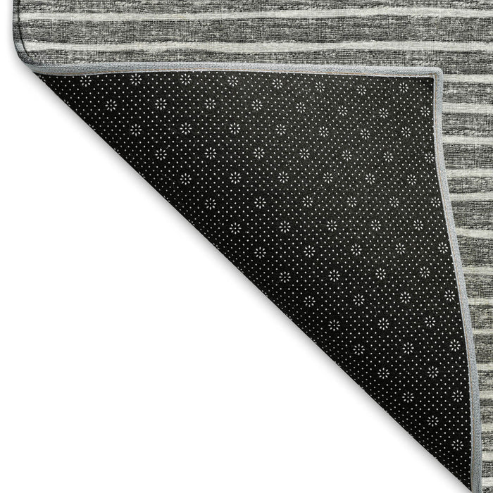 10' X 14' Striped Washable Area Rug With UV Protection (645229) - Gray / Ivory
