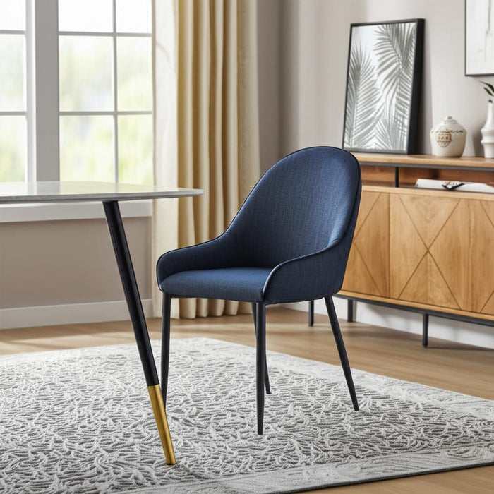 Upholstery Metal Dining Arm Chairs (Set of 2) - Blue