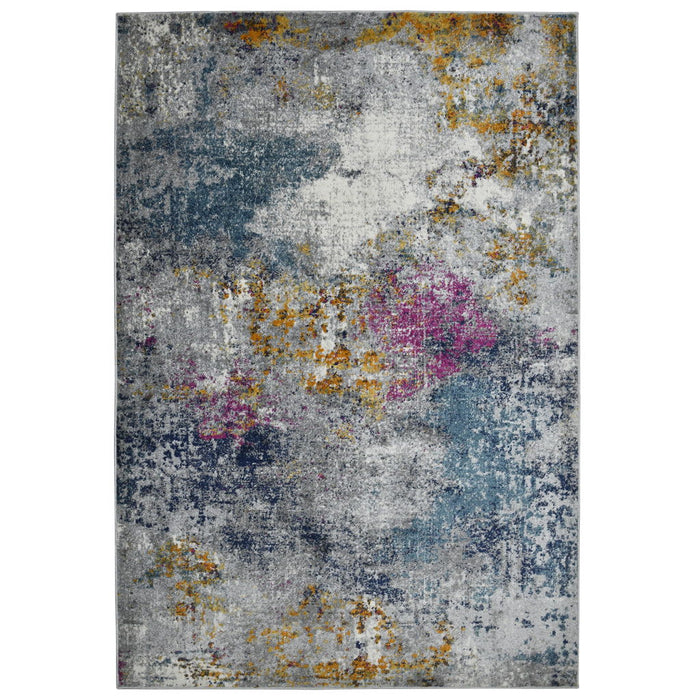 9' x 12' Abstract Power Loom Area Rug - Blue And Pink