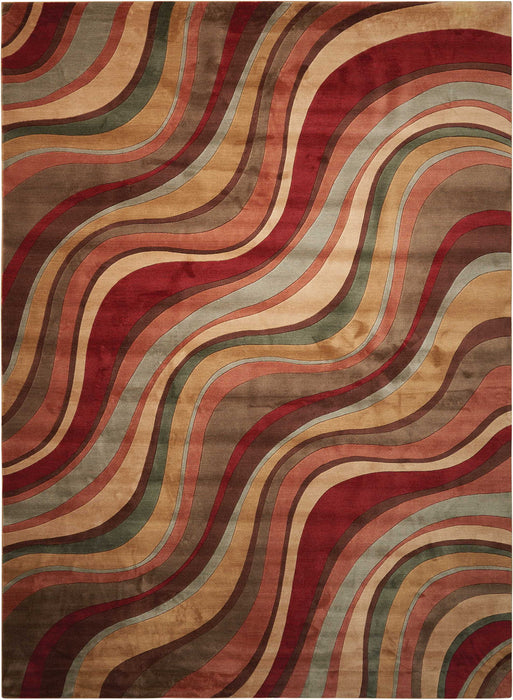 8' X 11' Striped Area Rug (551032) - Red