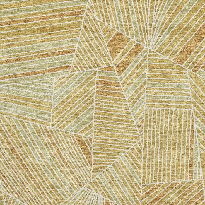 10' X 14' Geometric Washable Area Rug With UV Protection (672761) - Gold / Beige