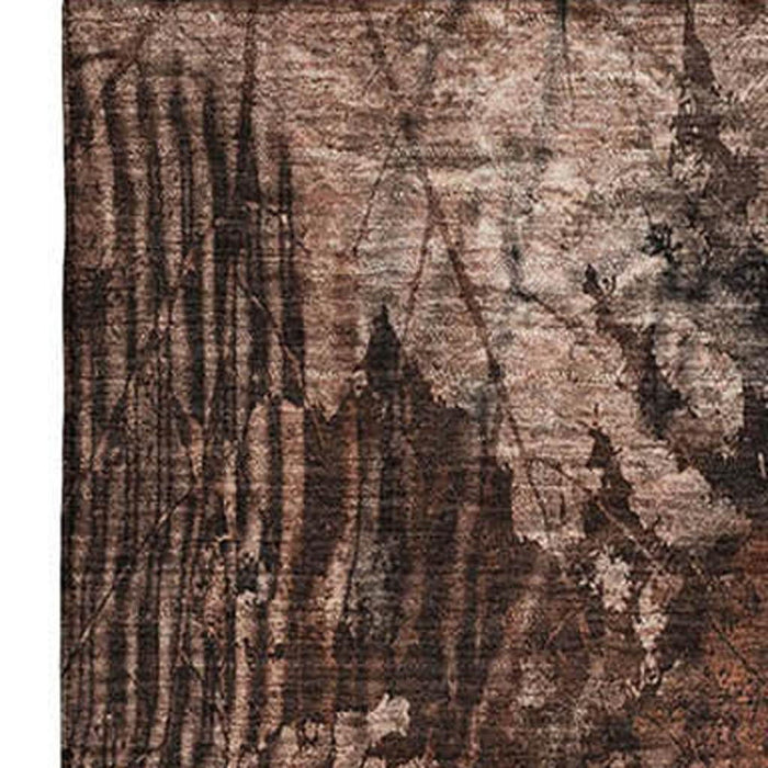 10' X 14' Floral Washable Area Rug With UV Protection (649084) - Rust / Ivory