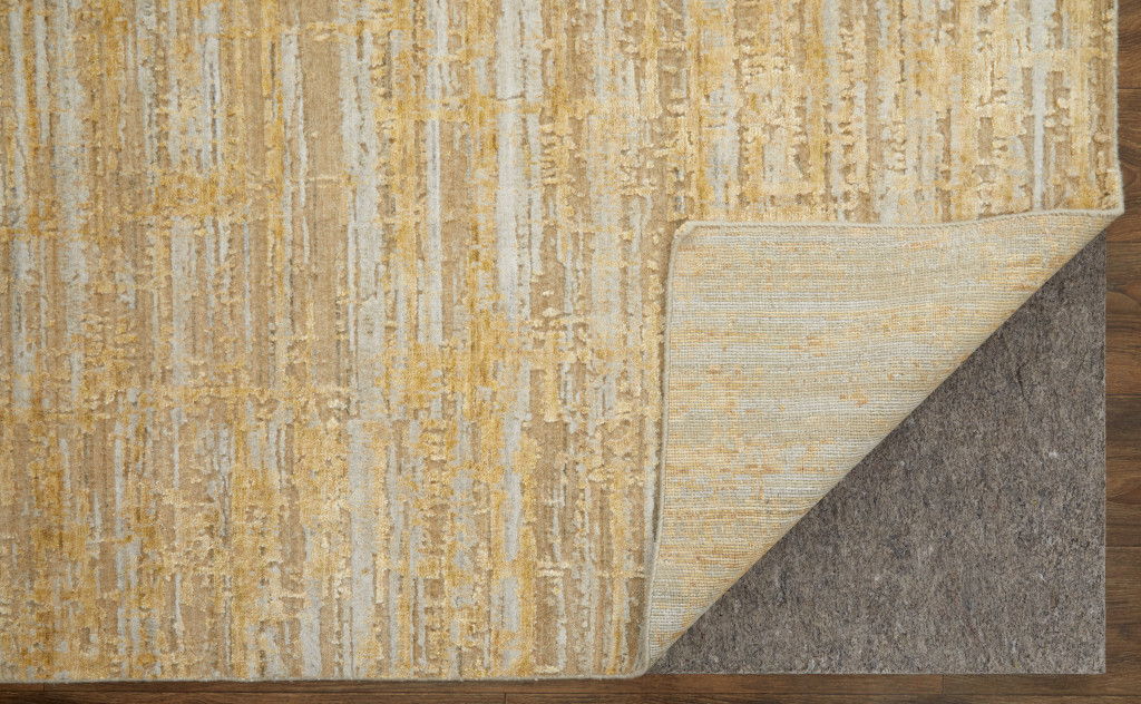 3' x 5' Modern Abstract Hand Woven Wool Blend Area Rug - Yellow And Ivory
