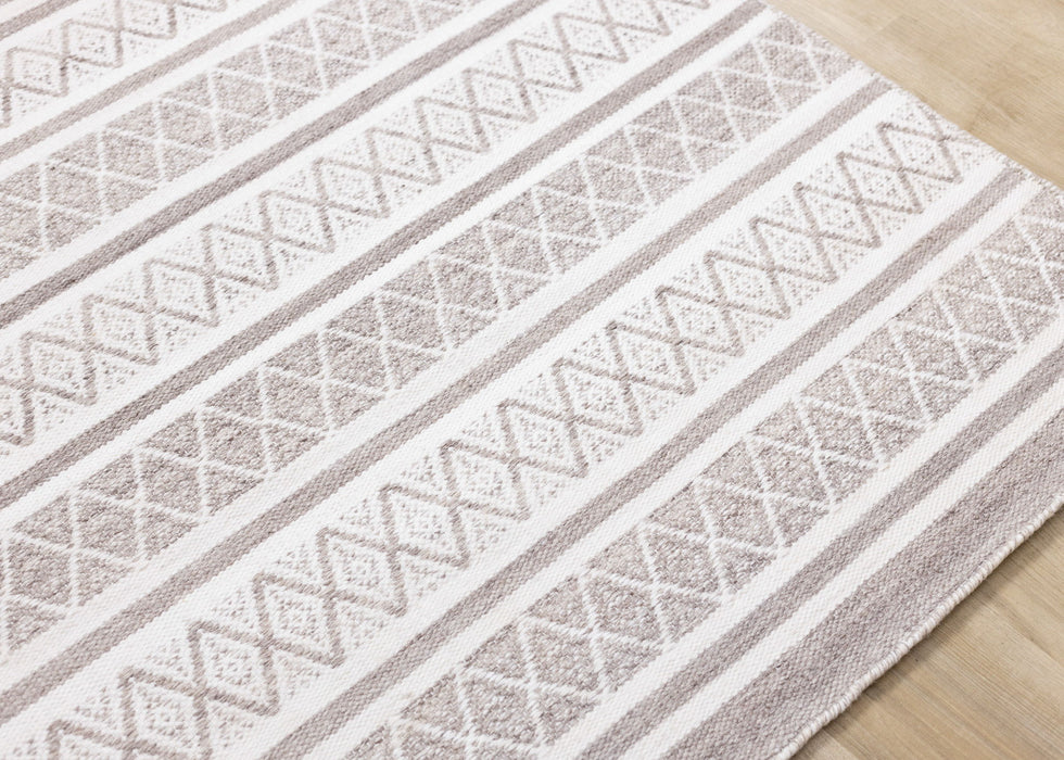 8' X 11' Geometric Hand Woven Area Rug (660299) - Cream / Gray / Brown