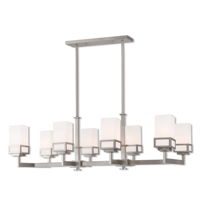 20'' Eight Light Dimmable Chandelier With Shades - Nickel