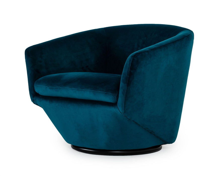 Velvet Solid Color Barrel Chair - Dark Teal And Black