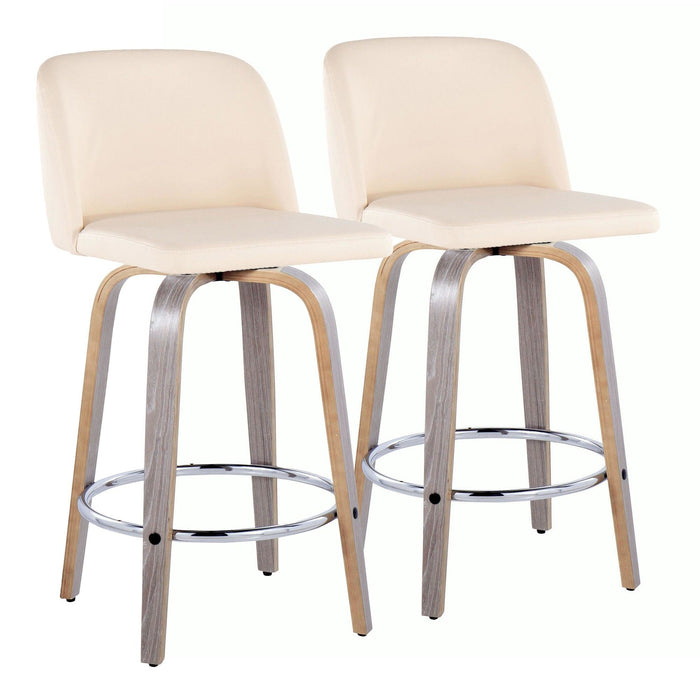 Toriano - 26" Fixed-Height Counter Stool (Set of 2) - Cream And Light Gray