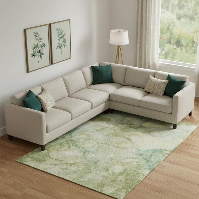 10' X 14' Abstract Washable Area Rug With UV Protection (714739) - Sage / Beige