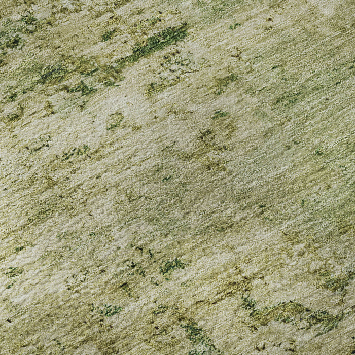 10' X 14' Abstract Washable Area Rug With UV Protection (699154) - Fern Green / Gold