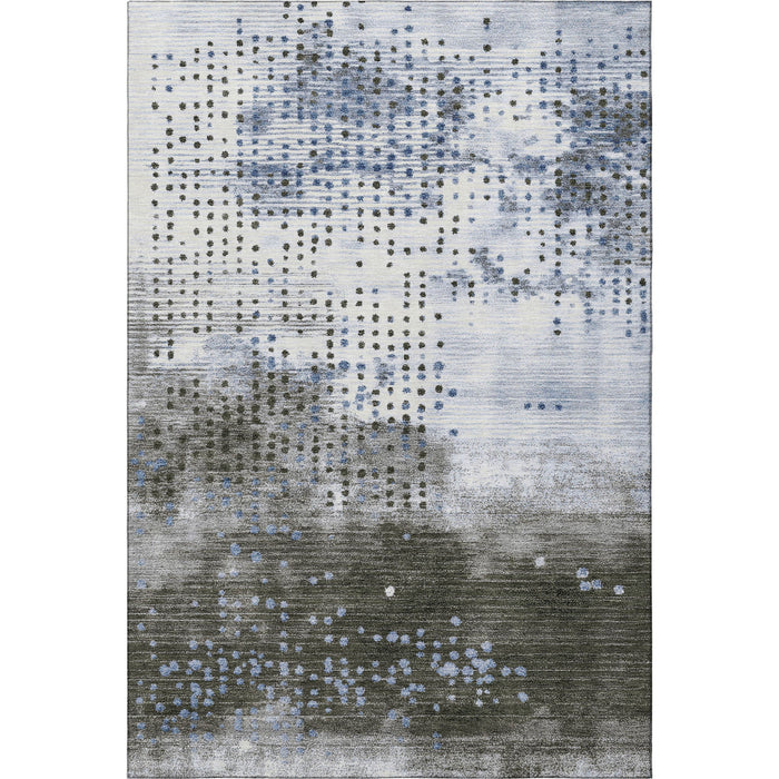10' X 14' Geometric Washable Area Rug With UV Protection (710432) - Denim Blue / Chocolate