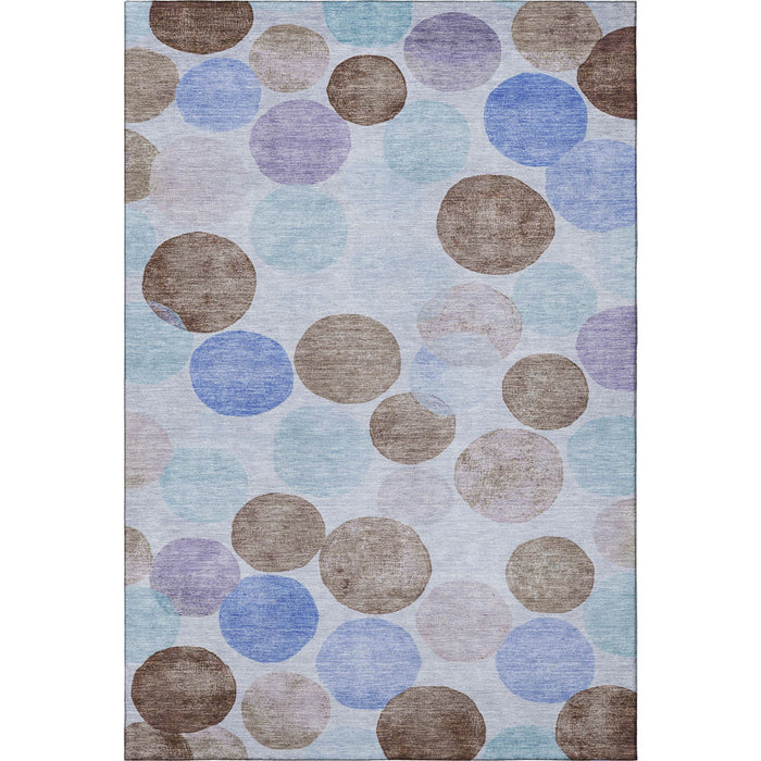 10' X 14' Geometric Washable Area Rug With UV Protection (707419) - Sky Blue / Lavender / Taupe