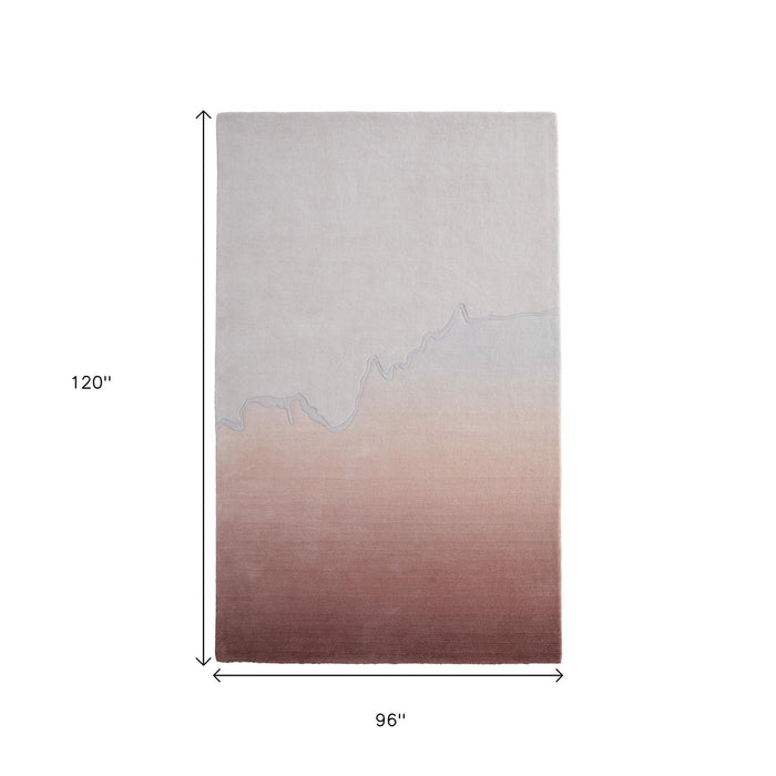 8' X 10' Ombre Hand Tufted Area Rug - Pink And Ivory