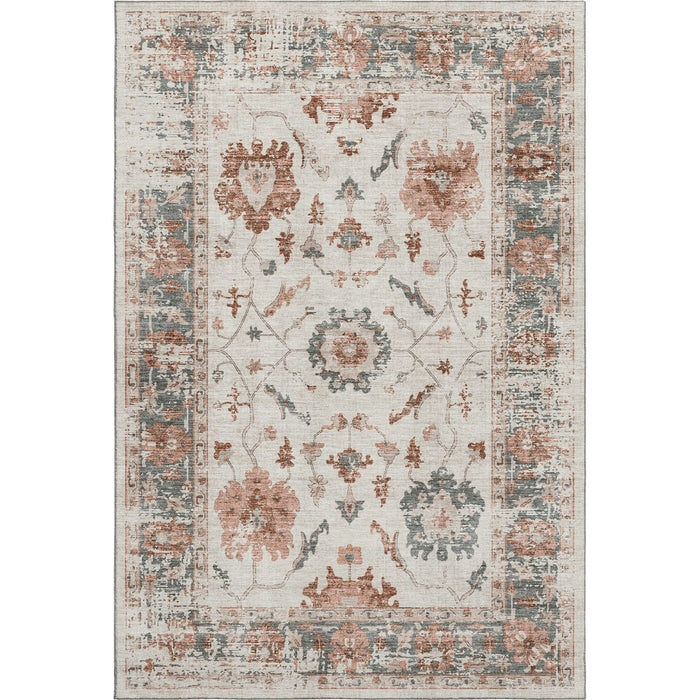 10' X 14' Oriental Washable Area Rug With UV Protection (709884) - Linen / Ivory / Salmon