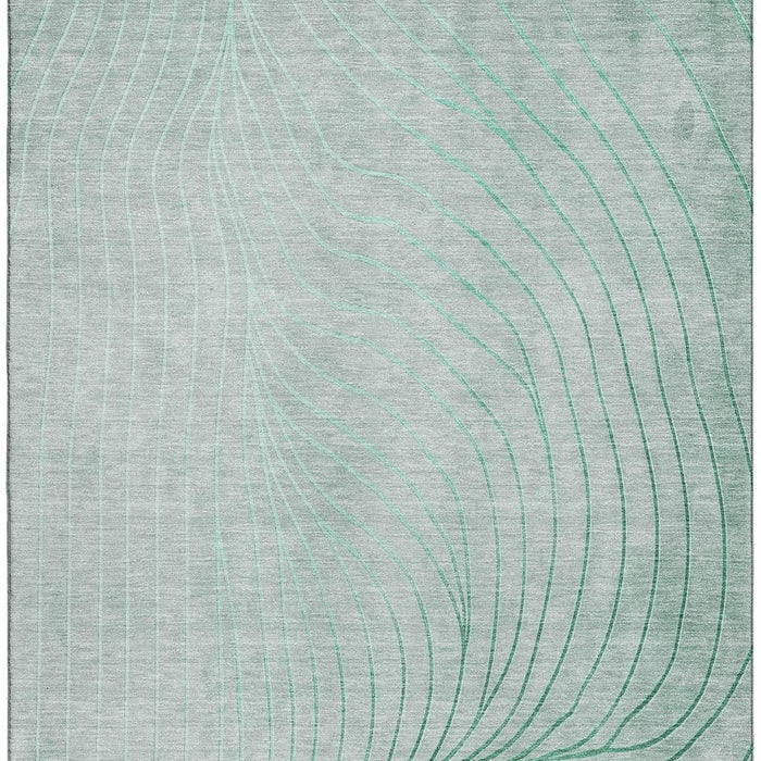 10' X 14' Abstract Washable Area Rug With UV Protection (718121) - Mint Green / Silver
