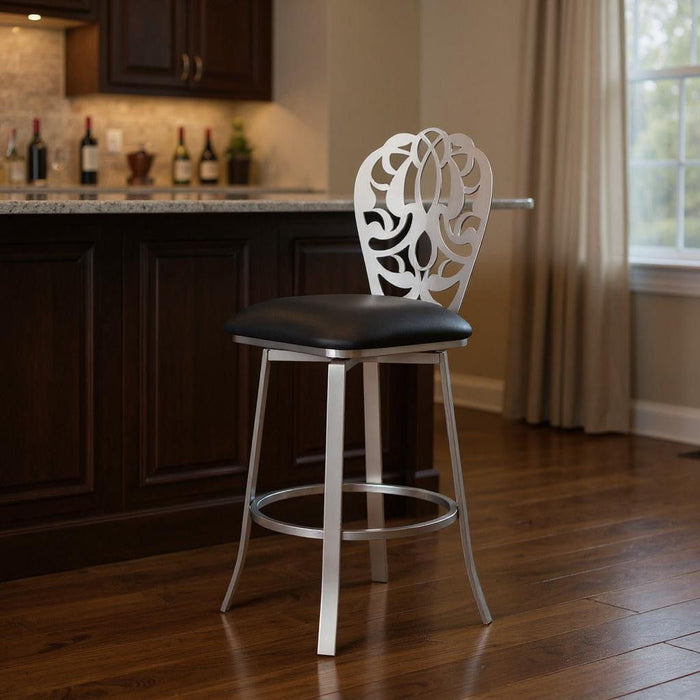 Iron Swivel Bar Height Bar Chair - Black And Silver