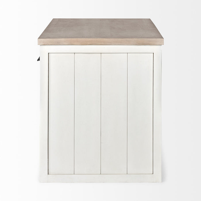 Two Tone Wooden Kitchen Island With 3 Drawers - Brown / White