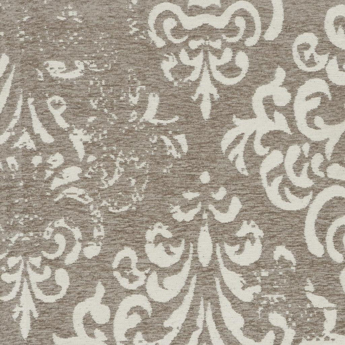 8' X 11' Slate Floral Distressed Non Skid Area Rug - Ivory