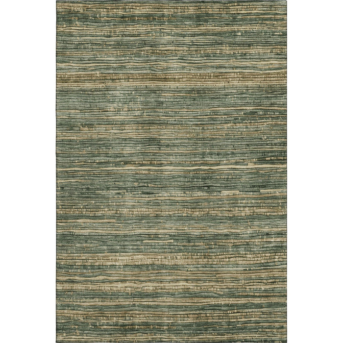 10' X 14' Striped Washable Area Rug With UV Protection (705587) - Fern Green / Taupe