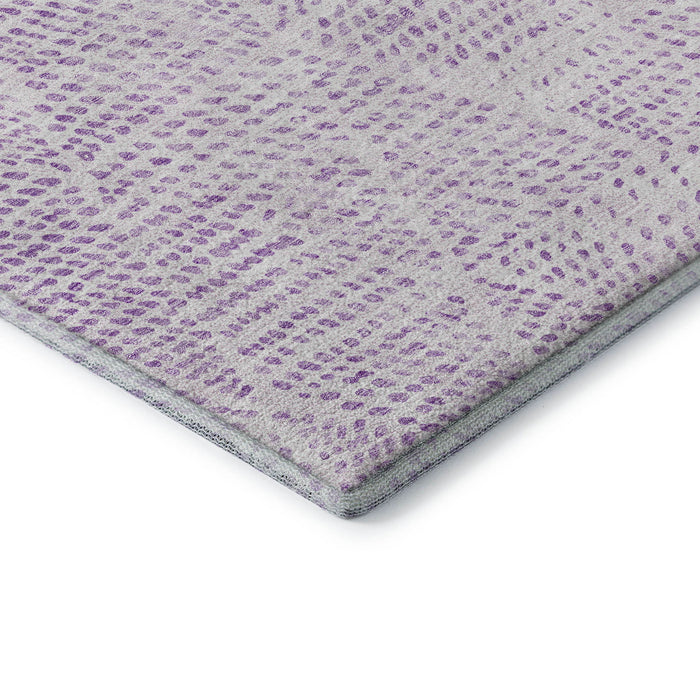 8' Diamond Washable Round Rug With UV Protection (650593) - Purple / Ivory